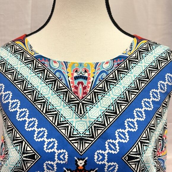 Maggy L Tank Dress Size 18 Vibrant Color Pattern 35" Length 22" Bust - Picture 3 of 8